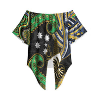South Sea Islanders And New Caledonia Off Shoulder Wrap Waist Top Nautilus Shell Southern Cross Tribal Pattern DT05 - Polynesian Pride