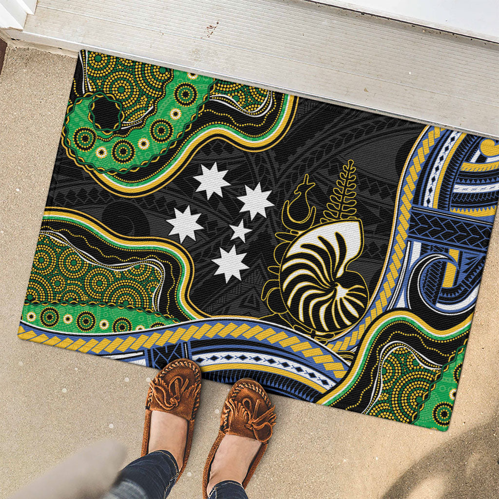 South Sea Islanders And New Caledonia Rubber Doormat Nautilus Shell Southern Cross Tribal Pattern DT05 - Polynesian Pride