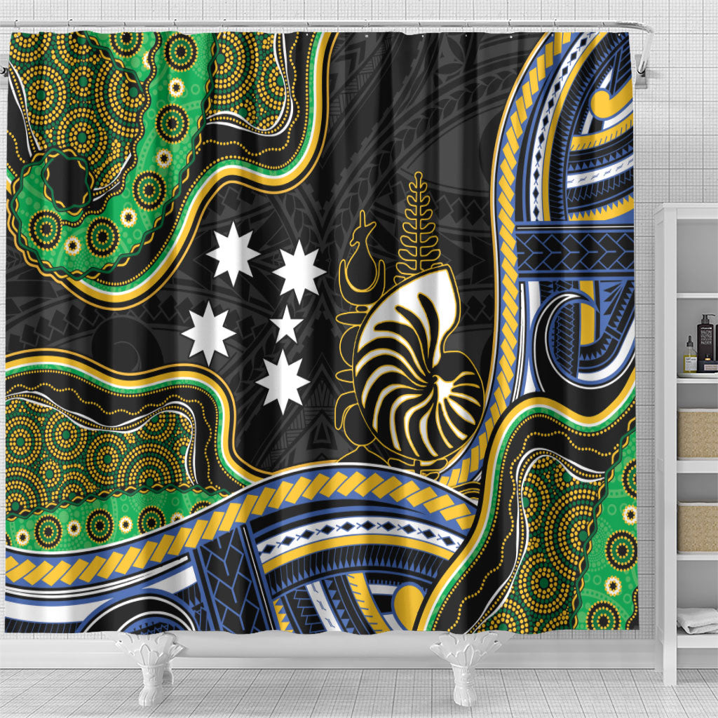 South Sea Islanders And New Caledonia Shower Curtain Nautilus Shell Southern Cross Tribal Pattern DT05 - Polynesian Pride