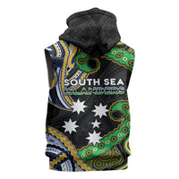 South Sea Islanders And New Caledonia Sleeveless Hoodie Nautilus Shell Southern Cross Tribal Pattern DT05 - Polynesian Pride