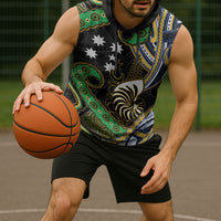South Sea Islanders And New Caledonia Sleeveless Hoodie Nautilus Shell Southern Cross Tribal Pattern DT05 - Polynesian Pride