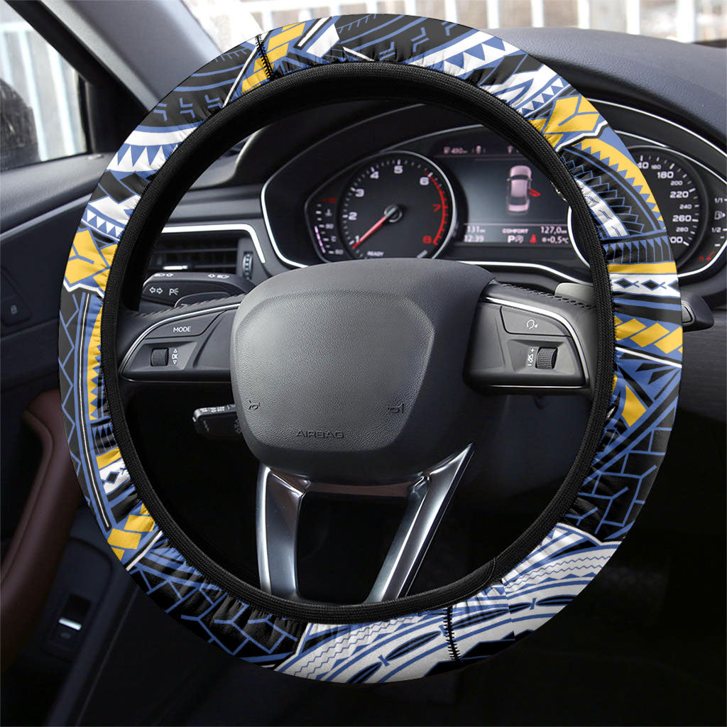 South Sea Islanders And New Caledonia Steering Wheel Cover Nautilus Shell Southern Cross Tribal Pattern DT05 - Polynesian Pride