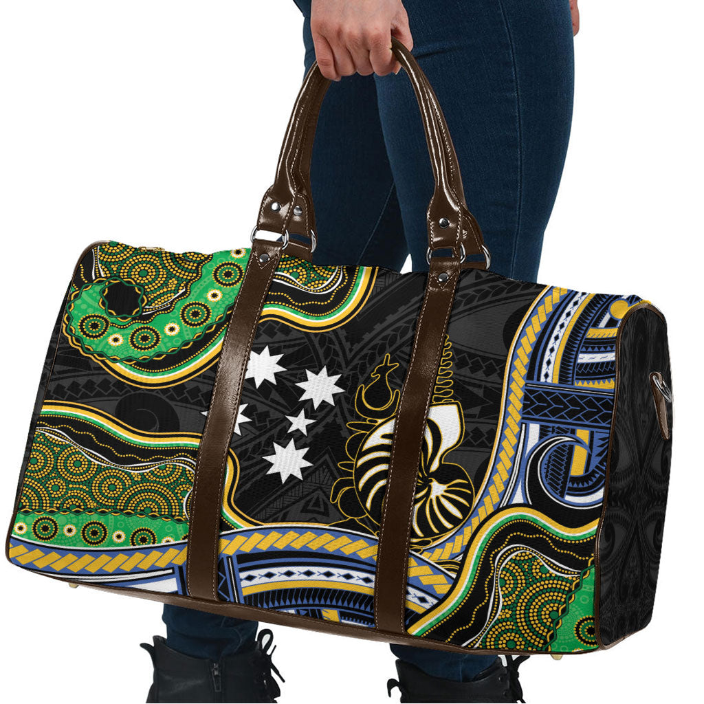 South Sea Islanders And New Caledonia Travel Bag Nautilus Shell Southern Cross Tribal Pattern DT05 - Polynesian Pride