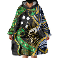 South Sea Islanders And New Caledonia Wearable Blanket Hoodie Nautilus Shell Southern Cross Tribal Pattern DT05 - Polynesian Pride