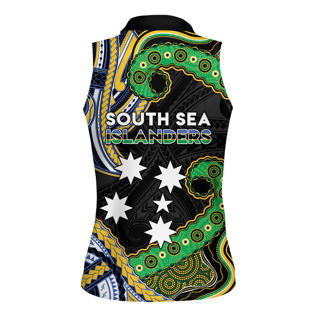 South Sea Islanders And New Caledonia Women Sleeveless Polo Shirt Nautilus Shell Southern Cross Tribal Pattern DT05 - Polynesian Pride