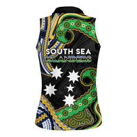 South Sea Islanders And New Caledonia Women Sleeveless Polo Shirt Nautilus Shell Southern Cross Tribal Pattern DT05 - Polynesian Pride