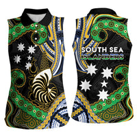 South Sea Islanders And New Caledonia Women Sleeveless Polo Shirt Nautilus Shell Southern Cross Tribal Pattern DT05 - Polynesian Pride