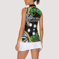South Sea Islanders And New Caledonia Women Sleeveless Polo Shirt Nautilus Shell Southern Cross Tribal Pattern DT05 - Polynesian Pride