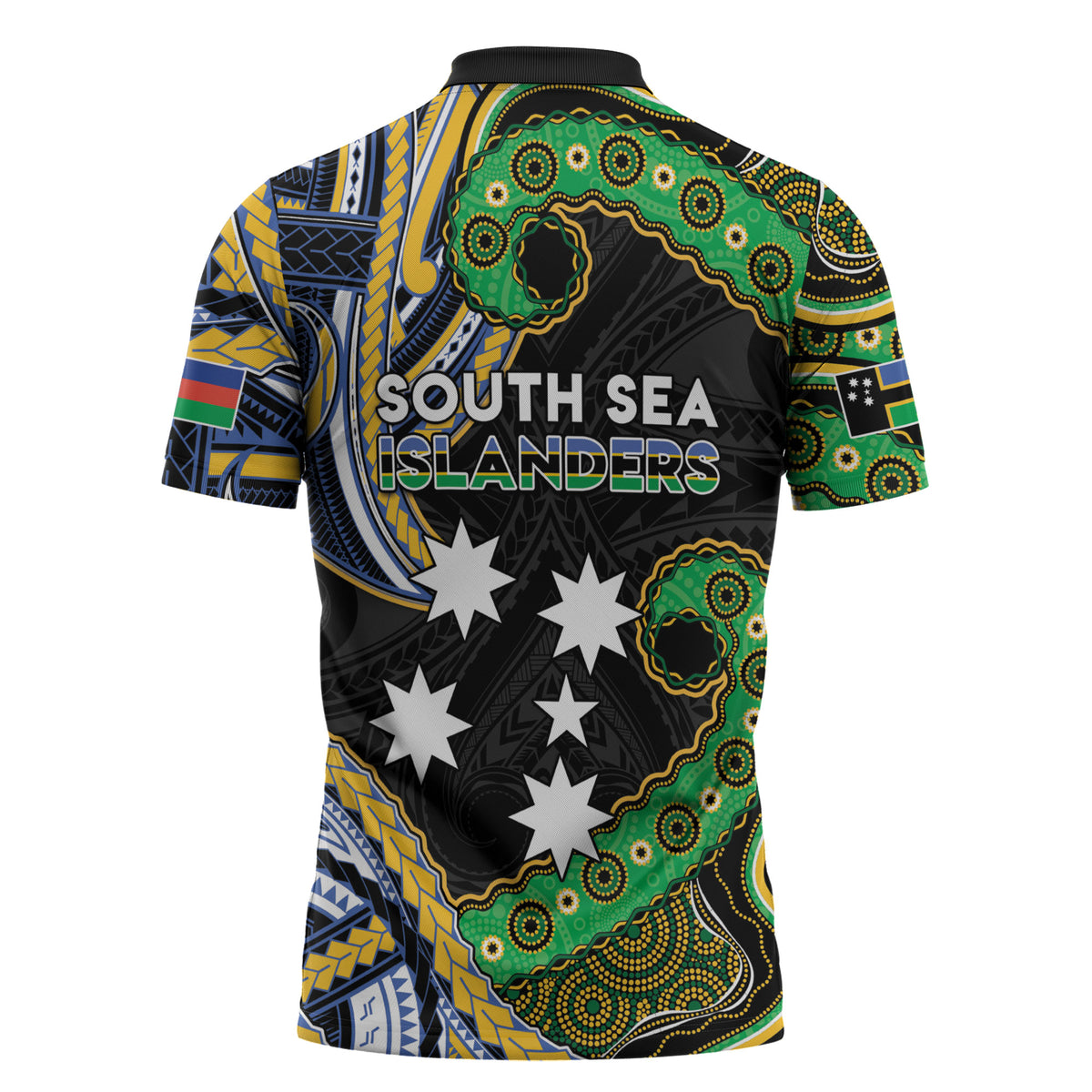 South Sea Islanders And New Caledonia Zipper Polo Shirt Nautilus Shell Southern Cross Tribal Pattern DT05 - Polynesian Pride
