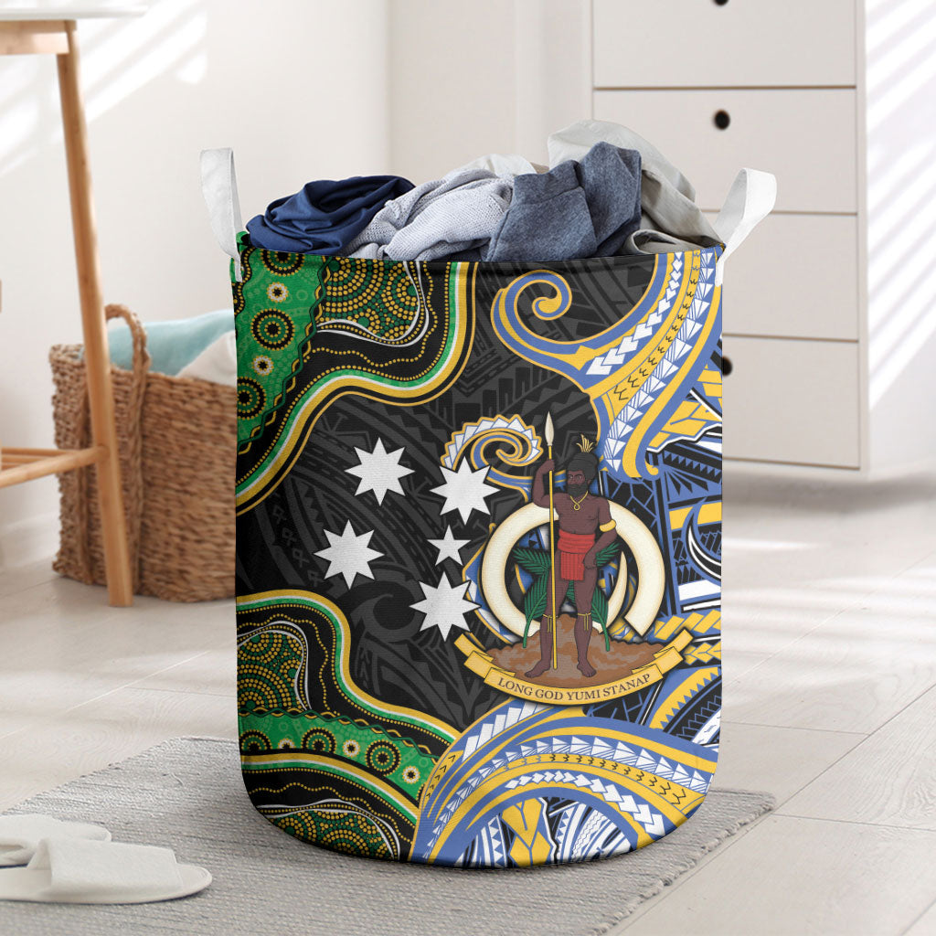 South Sea Islanders And Vanuatu Laundry Basket Boar Tusk Warrior Southern Tribal Pattern DT05 Black - Polynesian Pride