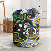 South Sea Islanders And Vanuatu Laundry Basket Boar Tusk Warrior Southern Tribal Pattern DT05 Black - Polynesian Pride