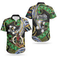South Sea Islanders And Vanuatu Couples Matching Off Shoulder Maxi Dress and Hawaiian Shirt Boar Tusk Warrior Southern Tribal Pattern DT05 - Polynesian Pride