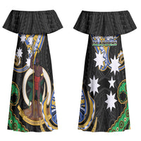 South Sea Islanders And Vanuatu Couples Matching Off Shoulder Maxi Dress and Long Sleeve Button Shirt Boar Tusk Warrior Southern Tribal Pattern DT05 - Polynesian Pride