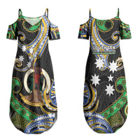South Sea Islanders And Vanuatu Couples Matching Summer Maxi Dress and Hawaiian Shirt Boar Tusk Warrior Southern Tribal Pattern DT05 - Polynesian Pride