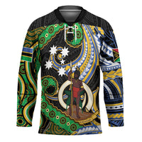 South Sea Islanders And Vanuatu Hockey Jersey Boar Tusk Warrior Southern Tribal Pattern DT05 Unisex Black - Polynesian Pride
