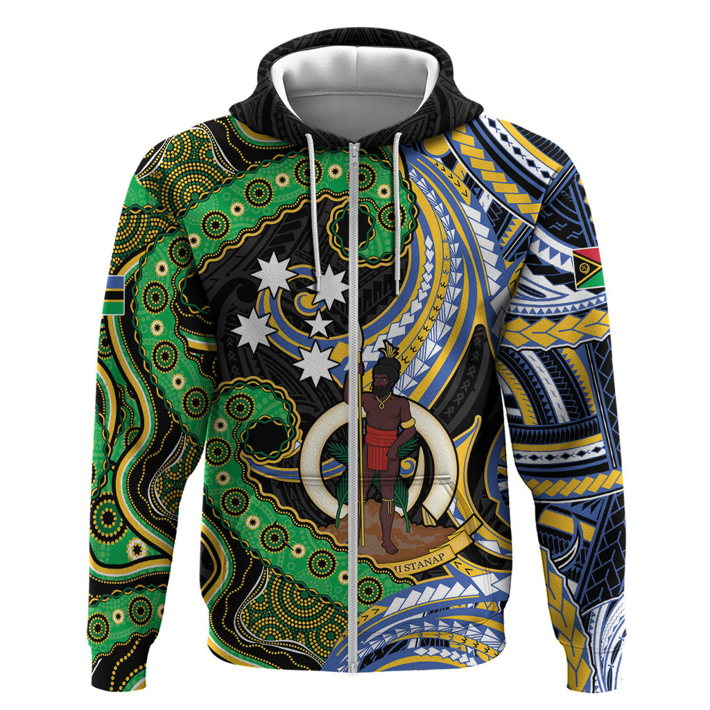 South Sea Islanders And Vanuatu Hoodie Boar Tusk Warrior Southern Tribal Pattern DT05 Zip Hoodie Black - Polynesian Pride