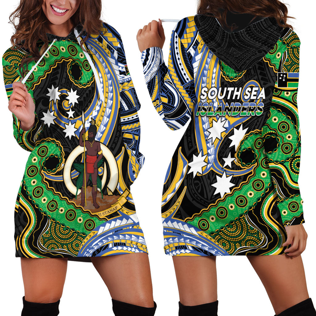 South Sea Islanders And Vanuatu Hoodie Dress Boar Tusk Warrior Southern Tribal Pattern DT05 - Polynesian Pride
