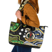 South Sea Islanders And Vanuatu Leather Tote Bag Boar Tusk Warrior Southern Tribal Pattern DT05 Black - Polynesian Pride