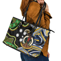 South Sea Islanders And Vanuatu Leather Tote Bag Boar Tusk Warrior Southern Tribal Pattern DT05 - Polynesian Pride