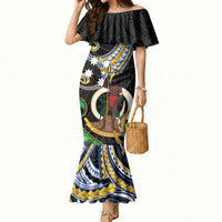 South Sea Islanders And Vanuatu Mermaid Dress Boar Tusk Warrior Southern Tribal Pattern DT05 Women Black - Polynesian Pride