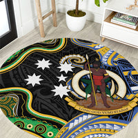 South Sea Islanders And Vanuatu Round Carpet Boar Tusk Warrior Southern Tribal Pattern DT05 Black - Polynesian Pride