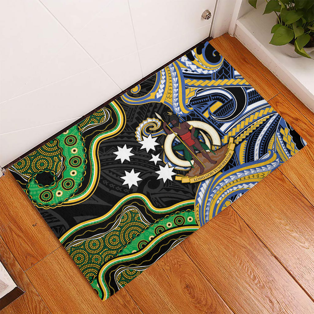 South Sea Islanders And Vanuatu Rubber Doormat Boar Tusk Warrior Southern Tribal Pattern DT05 - Polynesian Pride