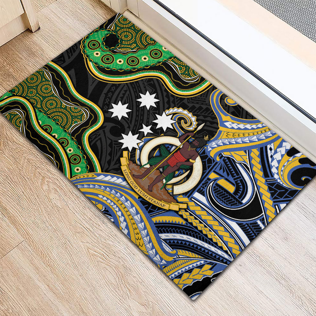 South Sea Islanders And Vanuatu Rubber Doormat Boar Tusk Warrior Southern Tribal Pattern DT05 - Polynesian Pride