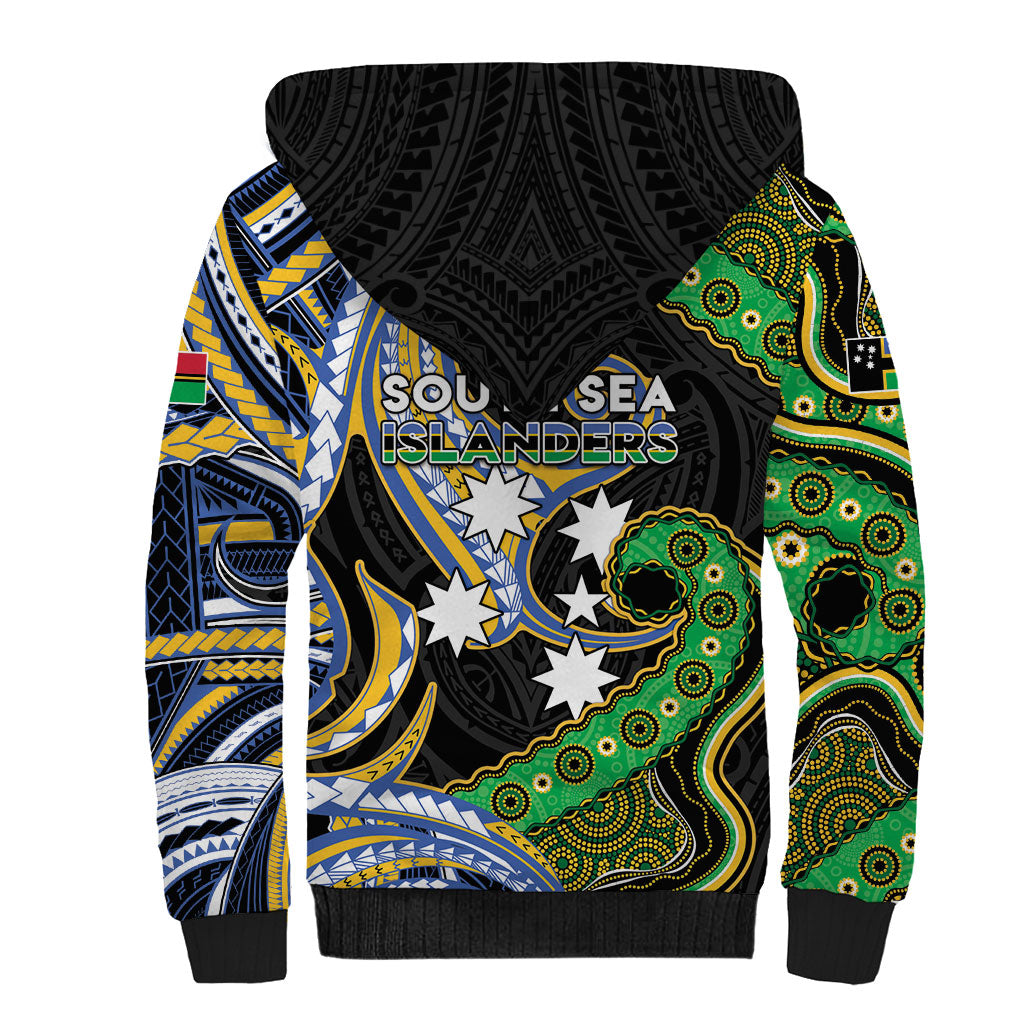 South Sea Islanders And Vanuatu Sherpa Hoodie Boar Tusk Warrior Southern Tribal Pattern DT05 - Polynesian Pride