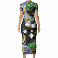 South Sea Islanders And Vanuatu Short Sleeve Bodycon Dress Boar Tusk Warrior Southern Tribal Pattern DT05 - Polynesian Pride