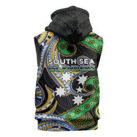 South Sea Islanders And Vanuatu Sleeveless Hoodie Boar Tusk Warrior Southern Tribal Pattern DT05 - Polynesian Pride