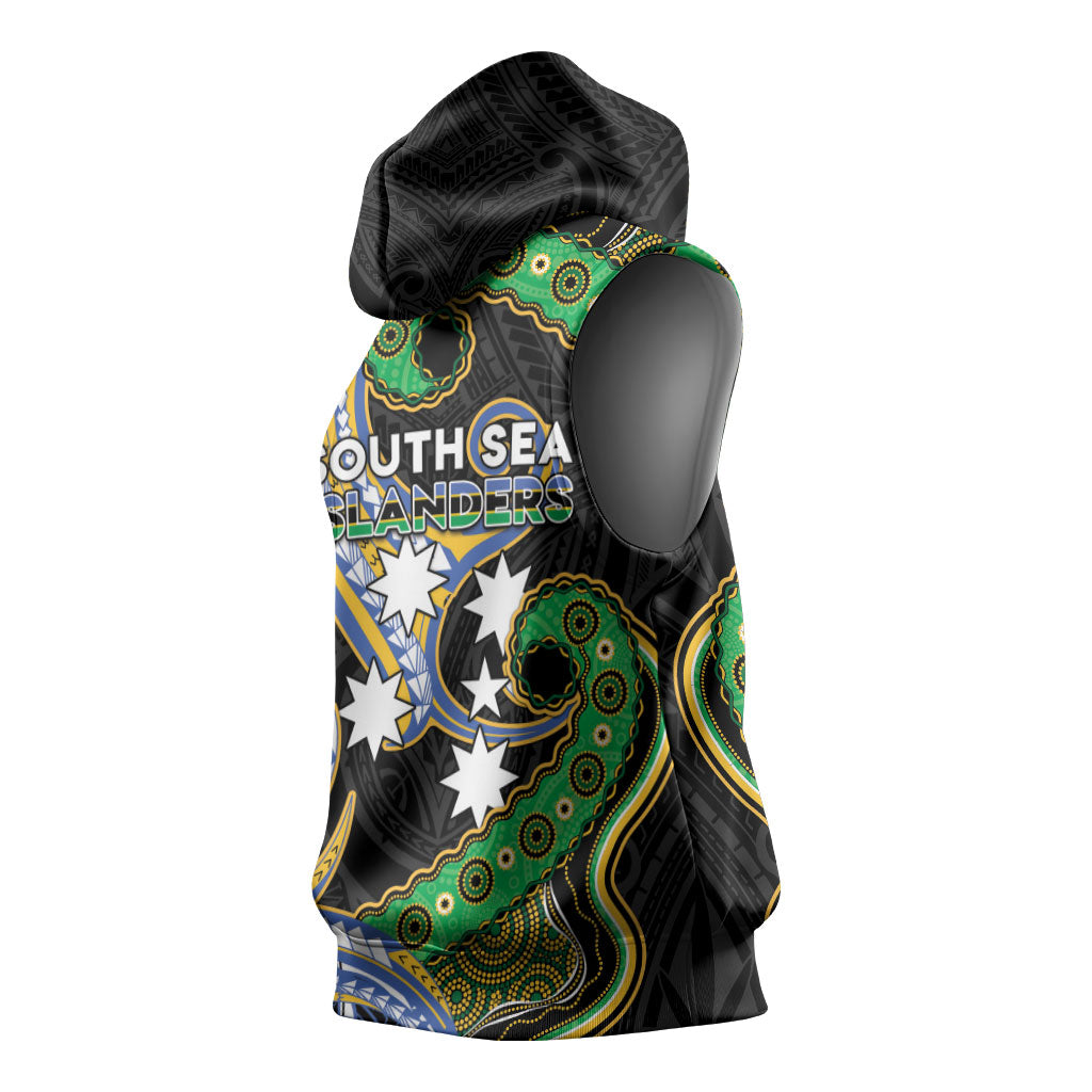 South Sea Islanders And Vanuatu Sleeveless Hoodie Boar Tusk Warrior Southern Tribal Pattern DT05 - Polynesian Pride