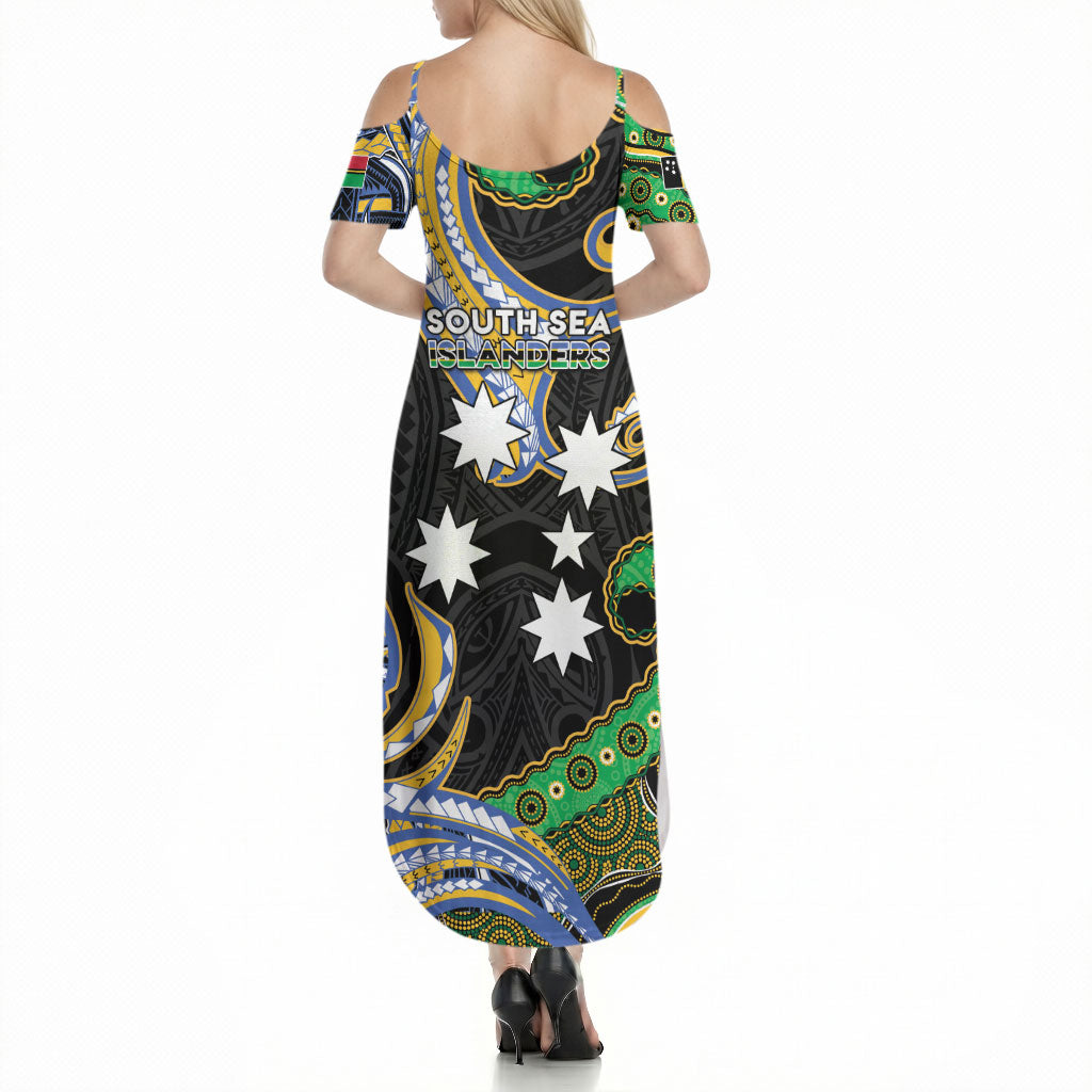 South Sea Islanders And Vanuatu Summer Maxi Dress Boar Tusk Warrior Southern Tribal Pattern DT05 - Polynesian Pride