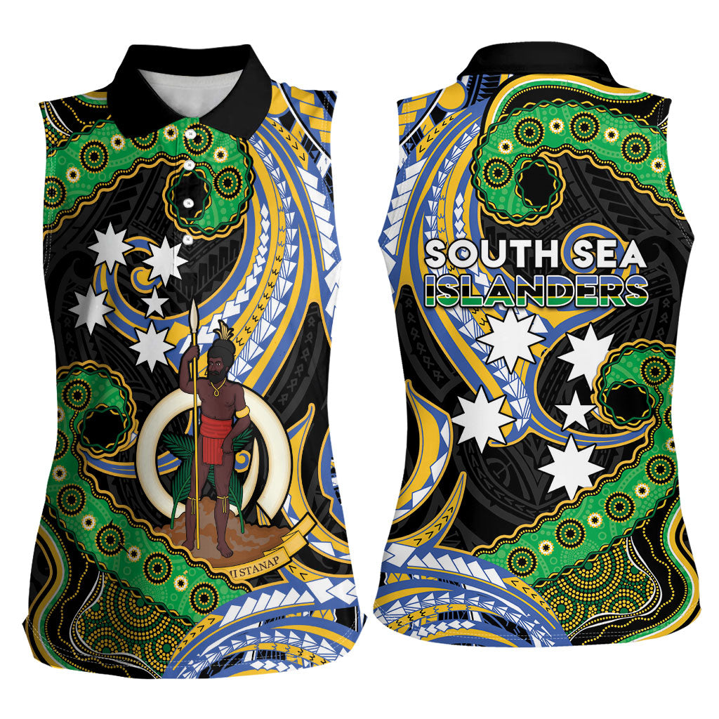 South Sea Islanders And Vanuatu Women Sleeveless Polo Shirt Boar Tusk Warrior Southern Tribal Pattern DT05 - Polynesian Pride
