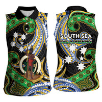 South Sea Islanders And Vanuatu Women Sleeveless Polo Shirt Boar Tusk Warrior Southern Tribal Pattern DT05 - Polynesian Pride