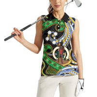 South Sea Islanders And Vanuatu Women Sleeveless Polo Shirt Boar Tusk Warrior Southern Tribal Pattern DT05 - Polynesian Pride