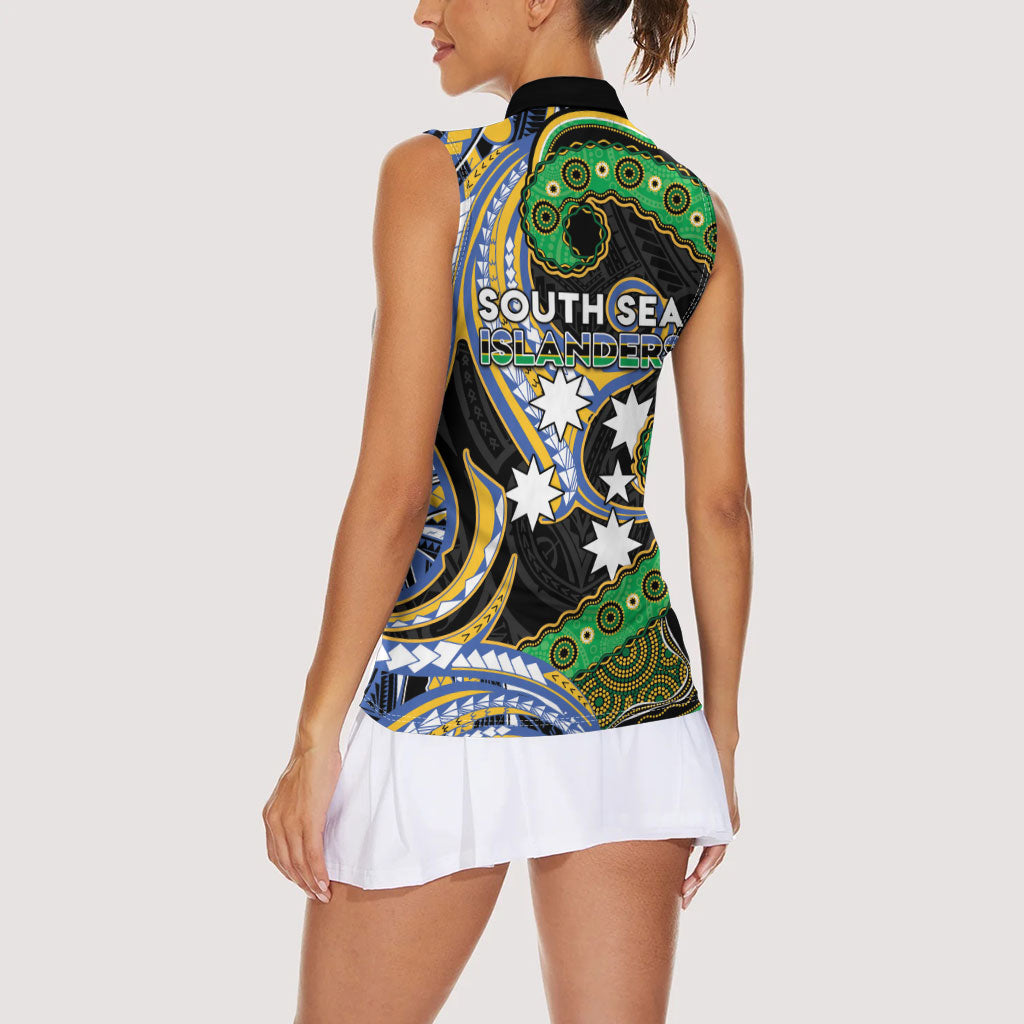 South Sea Islanders And Vanuatu Women Sleeveless Polo Shirt Boar Tusk Warrior Southern Tribal Pattern DT05 - Polynesian Pride