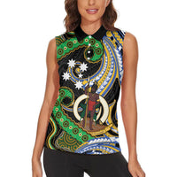 South Sea Islanders And Vanuatu Women Sleeveless Polo Shirt Boar Tusk Warrior Southern Tribal Pattern DT05 - Polynesian Pride