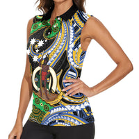 South Sea Islanders And Vanuatu Women Sleeveless Polo Shirt Boar Tusk Warrior Southern Tribal Pattern DT05 - Polynesian Pride