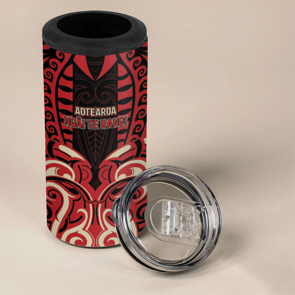 Custom Aotearoa Ngai Te Rangi 4 in 1 Can Cooler Tumbler New Zealand Traditional Maori Pattern DT05 - Polynesian Pride