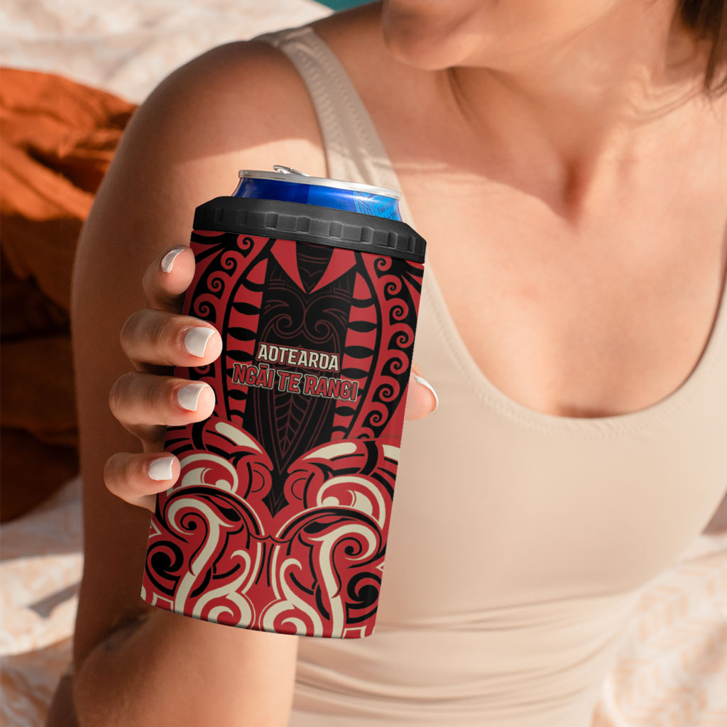Custom Aotearoa Ngai Te Rangi 4 in 1 Can Cooler Tumbler New Zealand Traditional Maori Pattern DT05 - Polynesian Pride
