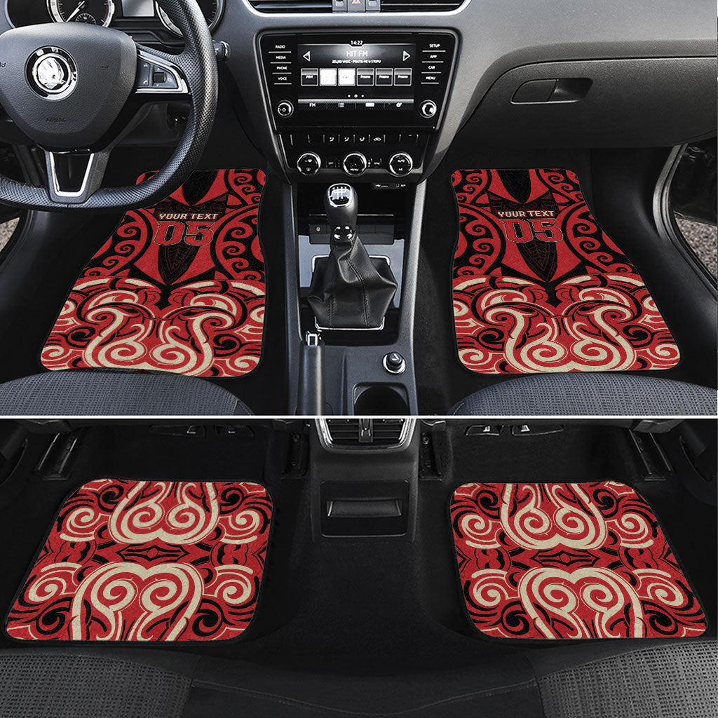 Custom Aotearoa Ngai Te Rangi Car Mats New Zealand Traditional Maori Pattern DT05 Set 4pcs Red - Polynesian Pride