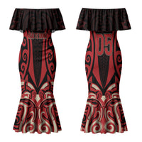 Custom Aotearoa Ngai Te Rangi Couples Matching Mermaid Dress and Long Sleeve Button Shirt New Zealand Traditional Maori Pattern DT05 - Polynesian Pride