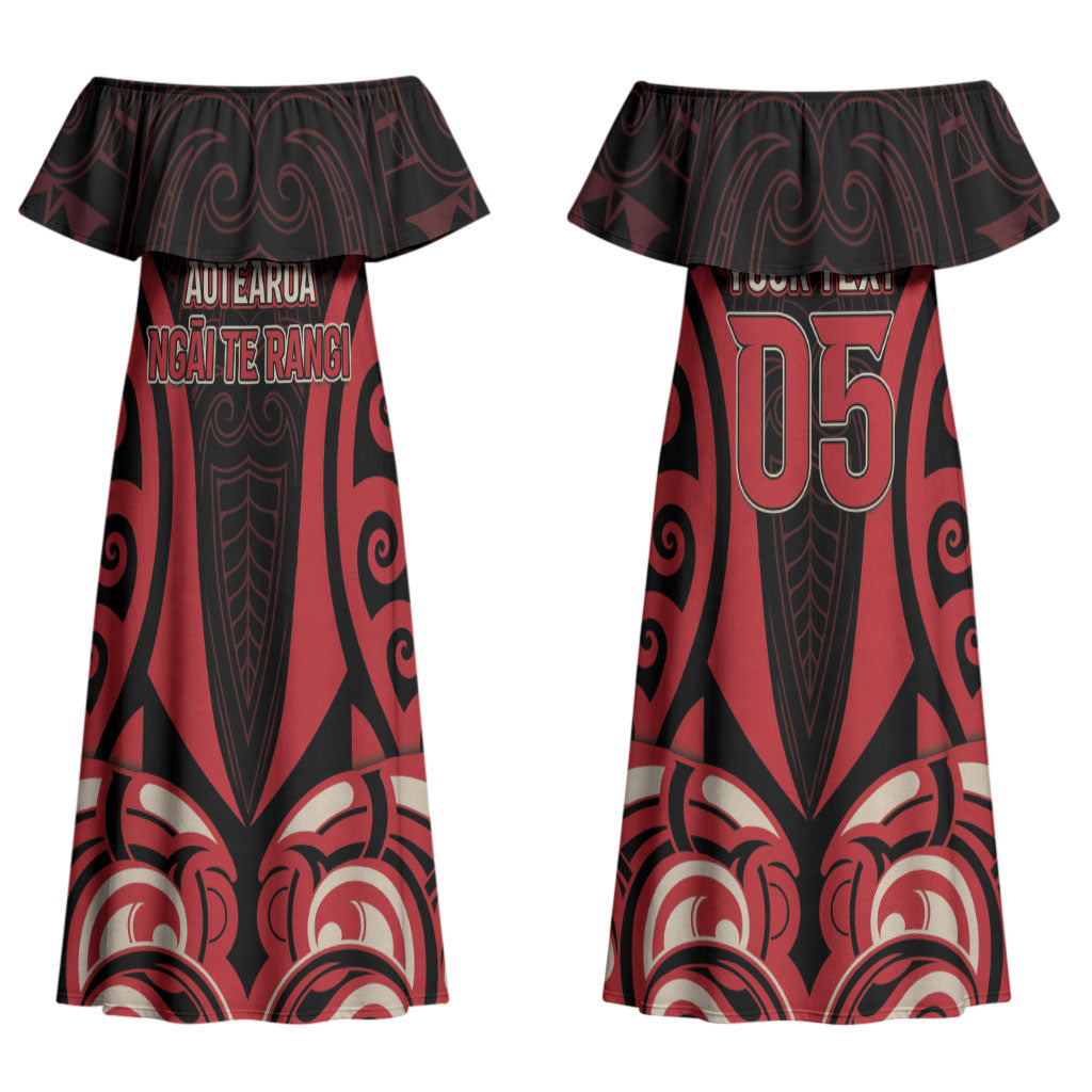 Custom Aotearoa Ngai Te Rangi Couples Matching Off Shoulder Maxi Dress and Hawaiian Shirt New Zealand Traditional Maori Pattern DT05 - Polynesian Pride