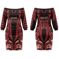 Custom Aotearoa Ngai Te Rangi Couples Matching Off The Shoulder Long Sleeve Dress and Long Sleeve Button Shirt New Zealand Traditional Maori Pattern DT05 - Polynesian Pride