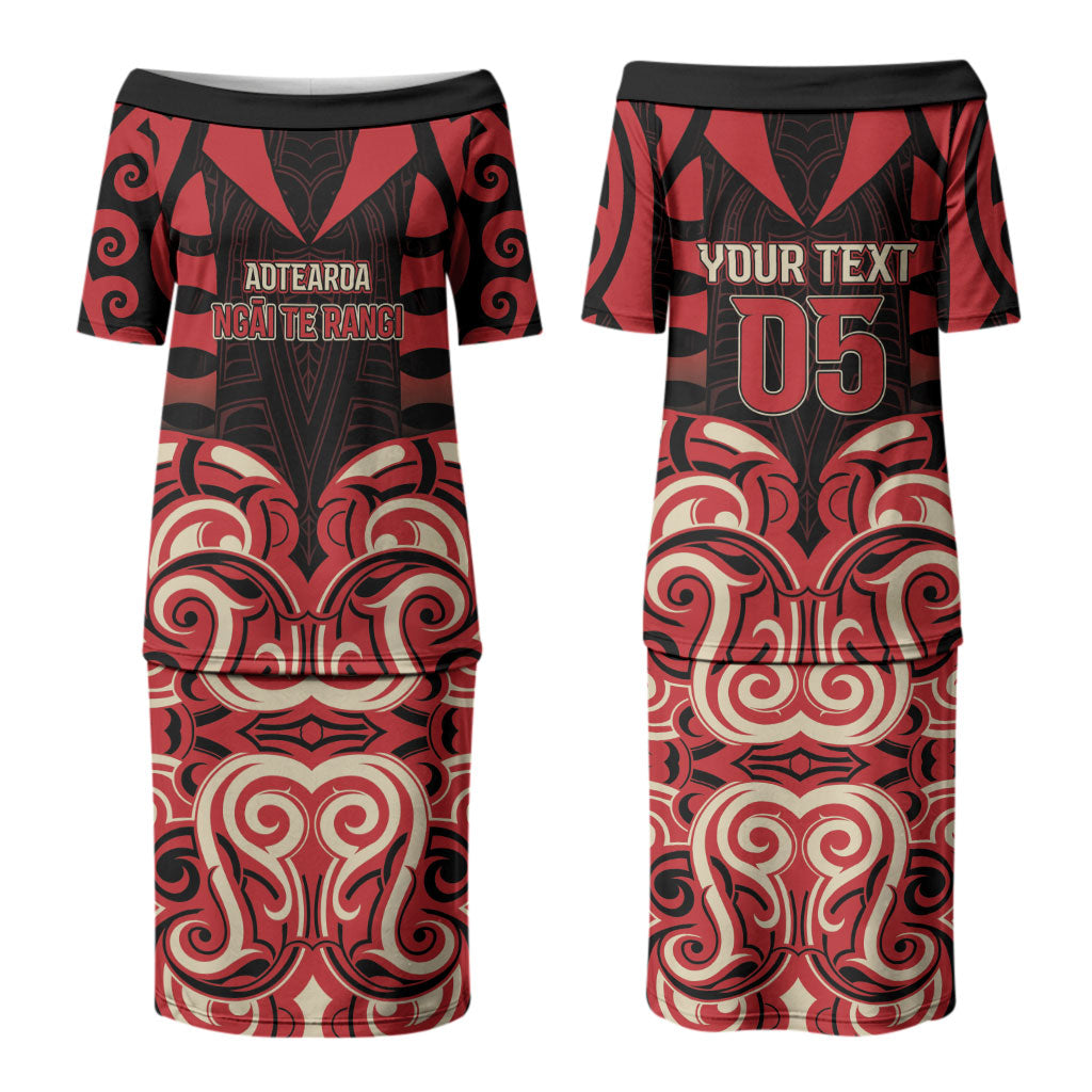 Custom Aotearoa Ngai Te Rangi Couples Matching Puletasi and Long Sleeve Button Shirt New Zealand Traditional Maori Pattern DT05 - Polynesian Pride