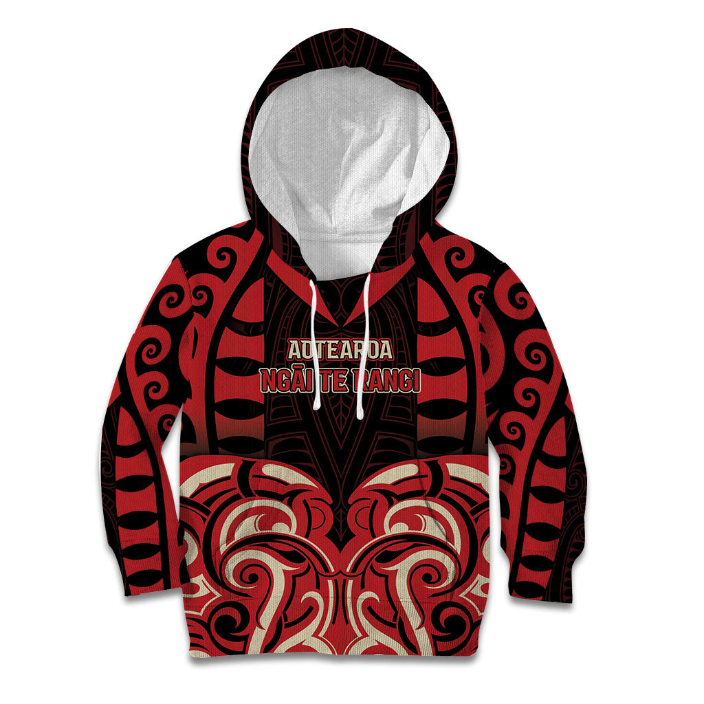 Custom Aotearoa Ngai Te Rangi Kid Hoodie New Zealand Traditional Maori Pattern DT05 Hoodie Red - Polynesian Pride