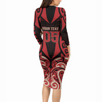 Custom Aotearoa Ngai Te Rangi Long Sleeve Bodycon Dress New Zealand Traditional Maori Pattern DT05 - Polynesian Pride