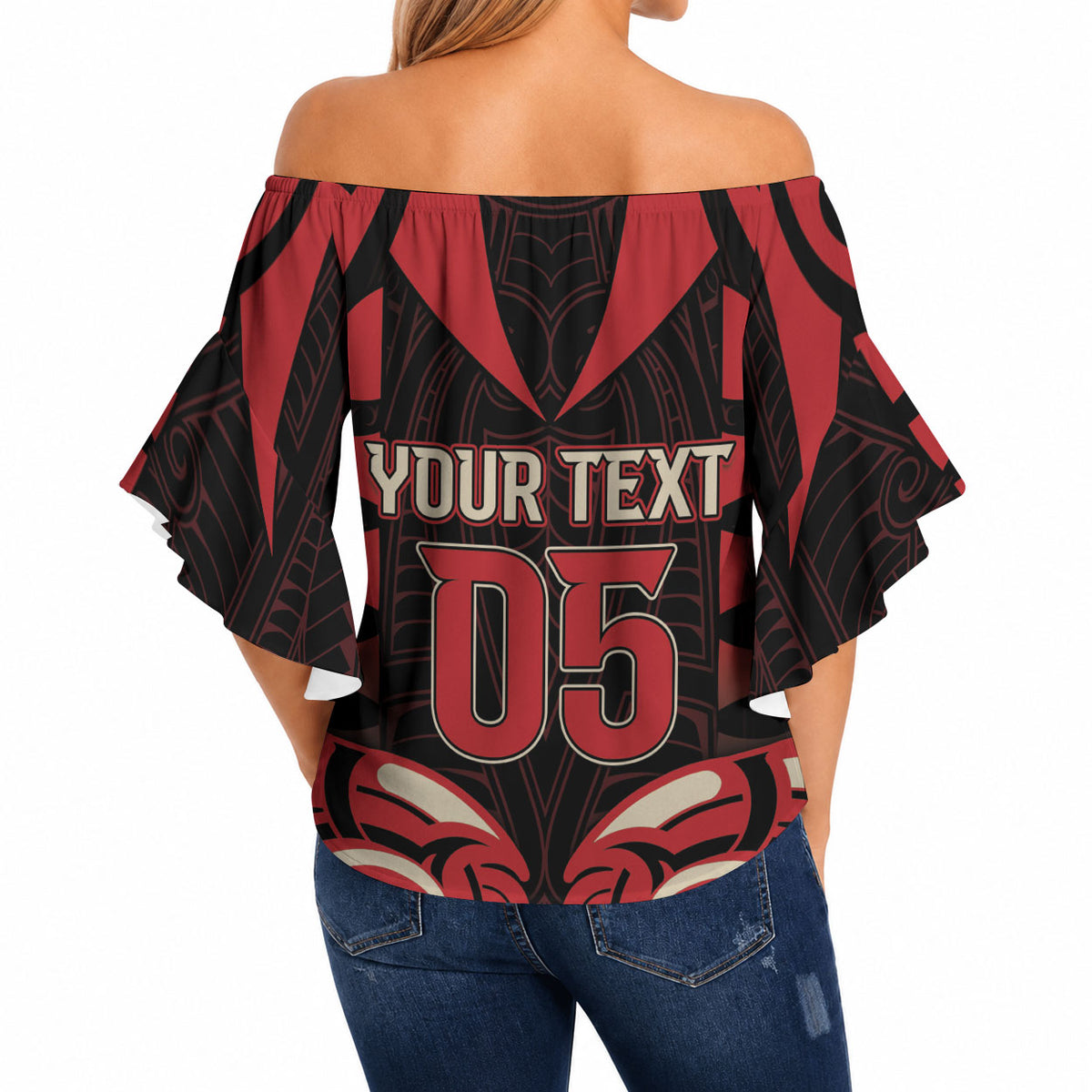 Custom Aotearoa Ngai Te Rangi Off Shoulder Wrap Waist Top New Zealand Traditional Maori Pattern DT05 - Polynesian Pride
