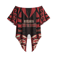 Custom Aotearoa Ngai Te Rangi Off Shoulder Wrap Waist Top New Zealand Traditional Maori Pattern DT05 - Polynesian Pride
