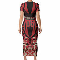 Custom Aotearoa Ngai Te Rangi Short Sleeve Bodycon Dress New Zealand Traditional Maori Pattern DT05 - Polynesian Pride